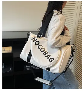 Borsa sportiva tracolla viaggio, borsa spalla bianca badminton per fitness tempo libero.