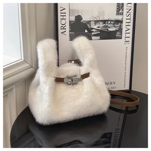 Flauschige Plüsch Handtasche für Damen, weiche Kunstfell Umhängetasche, süße Herbst Winter Tasche.