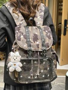Σακίδιο Πλάτης Νάιλον Παραλλαγής Harajuku Μεγάλης Χωρητικότητας Σχολική Τσάντα Με Αστέρια Για Εφήβους Casual
