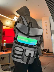 Sac à dos réfléchissant de grande capacité pour voyage école hommes loisir quotidien