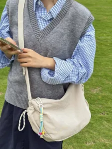 Lässige Cord Umhängetasche für Damen, Harajuku Stil Shopper Tasche für Outdoor Reisen Alltag.