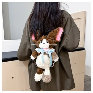 Süßer Plüschpuppe Rucksack weicher Cartoon Rucksack Schultertasche für Damen Alltag