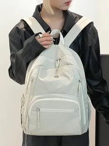 Sac a dos impermeable en nylon minimaliste style coreen pour etudiants sac ecole.