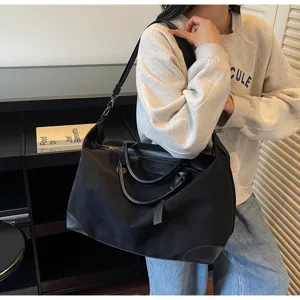 Grande borsa da viaggio nera borsa a mano casual per brevi viaggi leggera custodia per bagagli