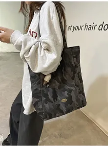 2025 herbst neue camouflage canvas umhängetasche große kapazität casual tasche damen