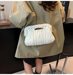 Modieuze vintage pluche gebreide schoudertas crossbody tas voor dames dagelijks gebruik.