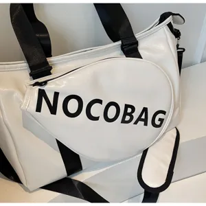 Borsa da viaggio sportiva bianca palestra tracolla casual con tasca a forma di racchetta