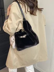 Damen Winter flauschige Plüsch Umhängetasche Kunstfell Crossbody Tasche süße Handtasche