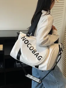 Moda Borsa Sportiva da Palestra in Pelle PU Borsone da Viaggio a Grande Capacità Borsa a Tracolla Con Tasca per Racchetta da Badminton per Allenamento Fitness