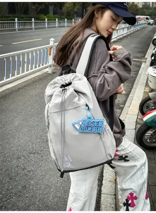 Grand sac à dos de mode décontracté de grande capacité pour femmes voyage extérieur école gris