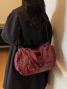 Γυναικεία τσάντα χιαστί από μαλακό δέρμα PU, casual τσάντα χειρός με πολλές θήκες.
