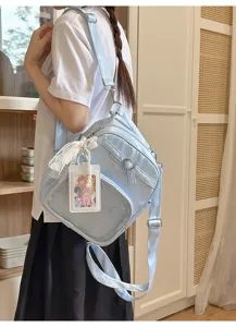 Harajuku style transparent messenger backpack, cute daily commute shoulder bag for women.