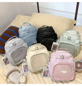 Harajuku Style Ins Transparent Crossbody Backpack Cute Ita Bag Casual Daypack Women