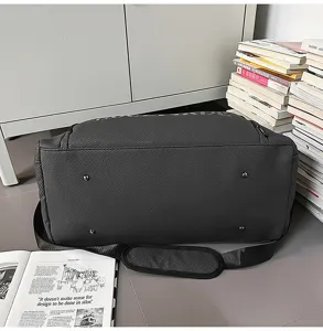Large capacity dark grey travel bag, casual shoulder messenger bag for outdoor sports fitness.