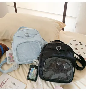 Harajuku transparent window small backpack cute ita bag casual shoulder crossbody bag