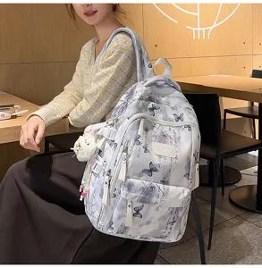 Damen große Kapazität Schulrucksack süß Schmetterling Druck literarische Freizeit Schultasche