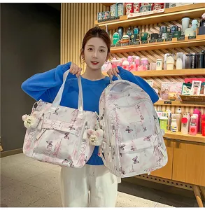 Stilvoller chinesischer Schmetterlingsdruck Rucksack und Handtasche Set mit grossem Kapazitat.