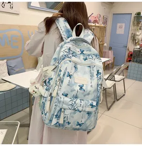Modischer chinesischer Stil Schmetterling Print großer Kapazität Rucksack für Schule