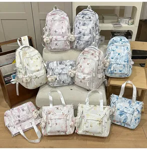 Modischer Schmetterling Druck große Kapazität Schulrucksack und Handtasche Set für Schüler.