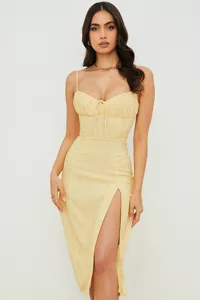 Women summer floral print spaghetti strap split midi dress sexy sweet heart neck slip dress