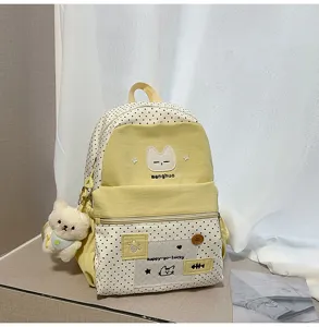 Mochila escolar para estudiantes de gran capacidad con bloque de color de gato lindo