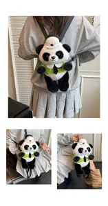 Niedlicher Panda Plüsch Rucksack für Kinder, stilvoller Cartoon Tier Rucksack mit Gurten.