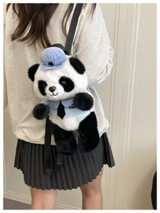 Süßer Cartoon Panda Plüsch Rucksack für Kinder, stilvolles Farbdesign Schultasche.