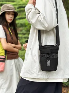 Piccola Borsa a Secchiello a Tracolla in Tessuto Oxford Unisex Streetwear Colore a Contrasto Plaid Splicing Messenger Bag per Viaggi Quotidiani
