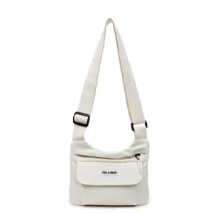 Weisse Segeltuch Umhaengetasche fuer Damen Alltag laessige Pendler Schultertasche Modisch