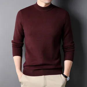 Heren thermische fleece gevoerde halve hoge nek trui winter warme dikke gebreide top