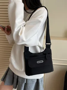 Damen Casual Multi-Pocket Stoff Umhängetasche Minimalistische Große Kapazität Crossbody Bag Urbane Pendler Messenger Bag