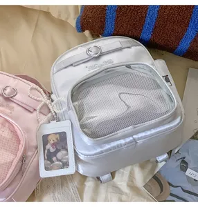 Harajuku style transparent ita small backpack cute heart hardware casual daily shoulder bag
