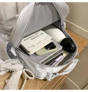 Harajuku style minimalist transparent messenger bag detail showcasing large capacity and interior design.