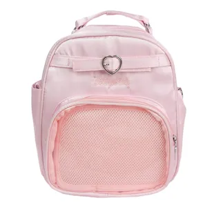 Harajuku Style Pink Ita Backpack Cute Heart Buckle Mesh Pocket Casual Commuter Bag Women