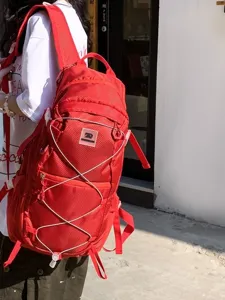 Roter Outdoor großer Kordelzug Rucksack, leichter Wandern Reisen Sport Tagesrucksack.