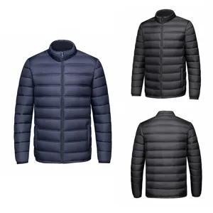 Chaqueta Acolchada de Invierno Casual para Hombre Color Sólido Cuello Alzado Espesa Cálida Manga Larga Cremallera Abrigo