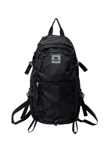 Schwarzer Outdoor Taktischer Rucksack mit Kordelzug, leichter Freizeit Sportrucksack Wandern.