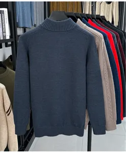 Pull col montant en tricot pour homme hiver chaud manches longues pullover chaud