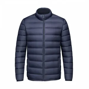 Hombres invierno color solido cuello alto casual caliente chaqueta manga larga abrigo