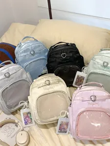 Harajuku style sweet transparent pocket mini backpack casual daily commuter shoulder bag