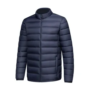 Chaqueta de invierno acolchada para hombre cuello alto liso cálido manga larga abrigo
