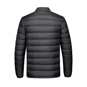 Chaqueta de invierno para hombre lisa cuello alzado vista trasera abrigo calido casual.