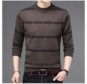 Herren Rundhals Strickpullover Winter Freizeit Pullover warme elegante Oberteile
