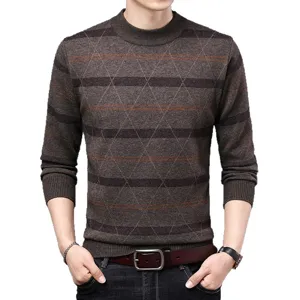 Herren Winter Rundhals Strickpullover lässiger Farbblock Pullover thermisches Oberteil