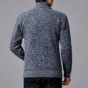Cardigan en tricot col montant homme automne hiver polaire chaud pull à manches longues.