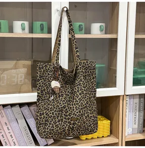 Leopard Muster Shopper Tasche groesser Kapazitaet Umhaengetasche Retro Stil Handtasche