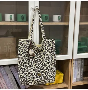 Damen Leopardenmuster Segeltuch Shopper Tasche große Kapazität lässige Schultertasche
