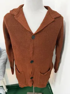 Ανδρική πλεκτή ζακέτα cardigans casual waffle πέτο κουμπιά τσέπες φθινόπωρο χειμώνας
