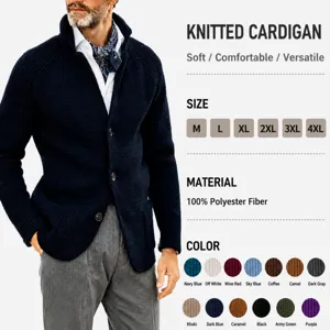 Anantriko Casual Makrymaniko Plekto Zaketa Monohromo Yfi Waffle Peto Monopato Slim Fit Himoniatiko Poulover