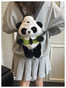 Niedlicher Plüsch Panda Rucksack für Kinder, stilvolles Cartoon Design mit bequemen Gurten.